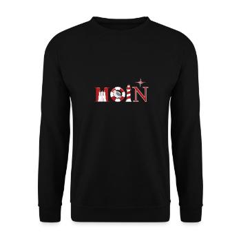 moin, Hamburg, Hansestadt - Unisex Pullover - Schwarz - Vorne - Alina (178cm) & Michal (187cm)