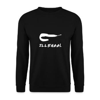 Illegaal Illegal All mit Joint Fisch Geschenke - Unisex Pullover - Schwarz - Vorne - Alina (178cm) & Michal (187cm)