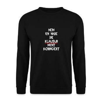 LEHRER KLAUSUR EXAM ABITUR SCHULE UNTERRICHT FUN - Unisex Pullover - Schwarz - Vorne - Alina (178cm) & Michal (187cm)