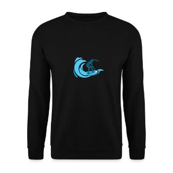Surfer Water Gift Idea Sea Wave Surfboard - Unisex Sweatshirt - black - Front - Alina (178cm) & Michal (187cm)