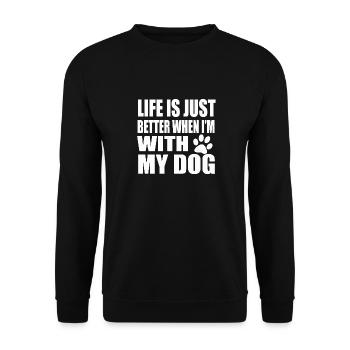 Spruch Hunde Hund Sprueche Hundesprueche Pfote - Unisex Pullover - Schwarz - Vorne - Alina (178cm) & Michal (187cm)