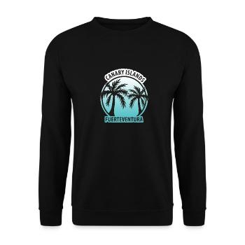 Canary Islands Fuerteventura Palmen - Unisex Pullover - Schwarz - Vorne - Alina (178cm) & Michal (187cm)