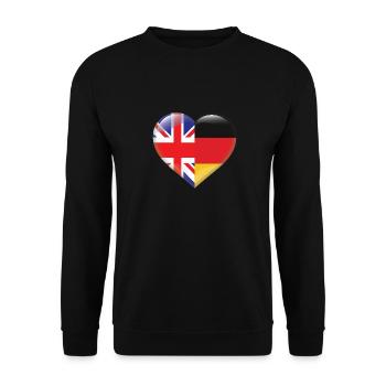 Heart Flag England Germany German Gift - Unisex Sweatshirt - black - Front - Alina (178cm) & Michal (187cm)