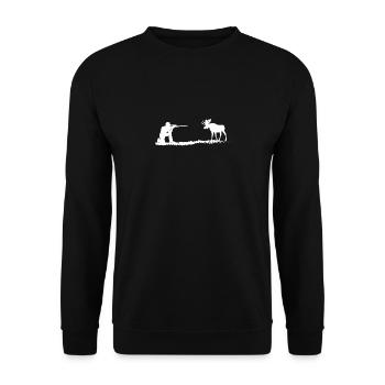 Chasseur, orignal, scandinavie, chasse, cadeau, idée, nature - Sweat-shirt Unisexe - noir - Devant - Alina (178cm) & Michal (187cm)