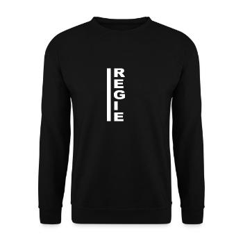 Regie senkrecht weiss - Unisex Pullover - Schwarz - Vorne - Alina (178cm) & Michal (187cm)