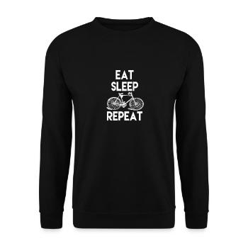 Eat sleep Repeat Fahrrad Sprueche Bike Spruch - Unisex Pullover - Schwarz - Vorne - Alina (178cm) & Michal (187cm)
