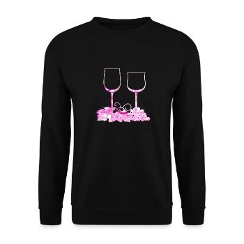 Wine glasses Grape vine leaf - Unisex Sweatshirt - black - Front - Alina (178cm) & Michal (187cm)