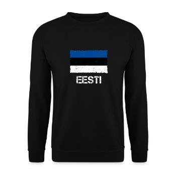 Eesti Estland Flagge Retro Look - Unisex Pullover - Schwarz - Vorne - Alina (178cm) & Michal (187cm)