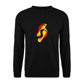 Spanien Flagge Fußabdruck - Unisex Pullover - Schwarz - Vorne - Alina (178cm) & Michal (187cm)