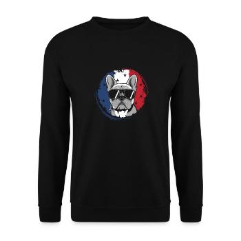 Bouledogue français Frenchie avec lunettes de soleil - Sweat-shirt Unisexe - noir - Devant - Alina (178cm) & Michal (187cm)