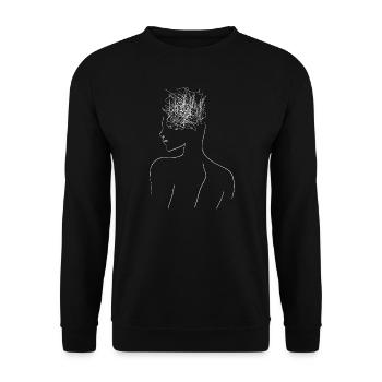 Lineart Verwirrung Nu Goth Soft Grunge Aesthetic - Unisex Pullover - Schwarz - Vorne - Alina (178cm) & Michal (187cm)