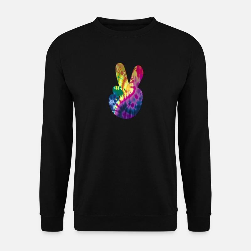 Groovy Tie Dye Peace Hand - Unisex Sweatshirt - black