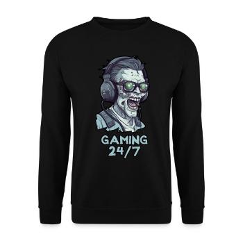 Gaming 24/7 - Unisex Sweatshirt - black - Front - Alina (178cm) & Michal (187cm)