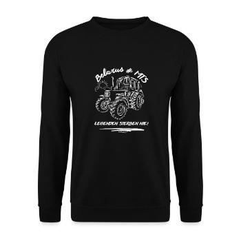 Belarus # MTS / DDR Landmaschinen - Unisex Pullover - Schwarz - Vorne - Alina (178cm) & Michal (187cm)