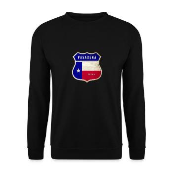 Pasadena Texas Wappen Flaggen Design - Unisex Pullover - Schwarz - Vorne - Alina (178cm) & Michal (187cm)