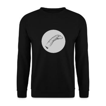 Langhals Dino Dinosaurier Saurier - Unisex Pullover - Schwarz - Vorne - Alina (178cm) & Michal (187cm)