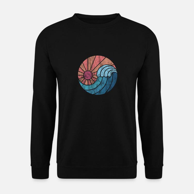 Wasser Welle Surfer Geschenk Retro Look Vintage - Unisex Pullover - Schwarz
