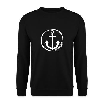 Meerweh - zeig es mit dem Anker ! - Unisex Pullover - Schwarz - Vorne - Alina (178cm) & Michal (187cm)