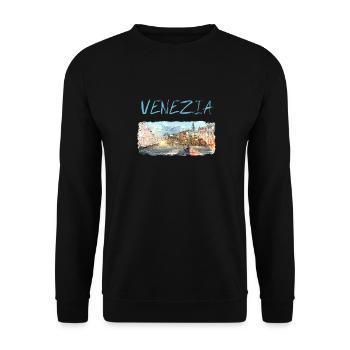 Venezia Venedig Canale Grande Rialto Brücke - Unisex Pullover - Schwarz - Vorne - Alina (178cm) & Michal (187cm)