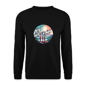 Nix wie raus mit der Familie in die Natur Wandern - Unisex Pullover - Schwarz - Vorne - Alina (178cm) & Michal (187cm)