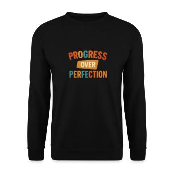 Progress Over Perfection - Unisex Pullover - Schwarz - Vorne - Alina (178cm) & Michal (187cm)