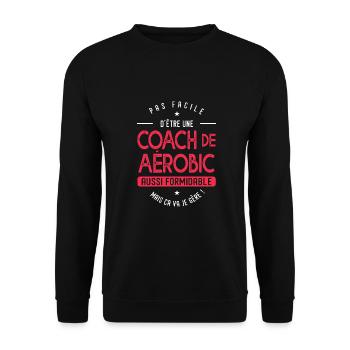 coach Aérobic formidable cadeau humour aérobic - Sweat-shirt Unisexe - noir - Devant - Alina (178cm) & Michal (187cm)