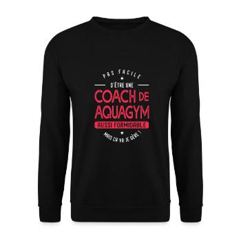 coach Aquagym formidable cadeau humour piscine - Sweat-shirt Unisexe - noir - Devant - Alina (178cm) & Michal (187cm)