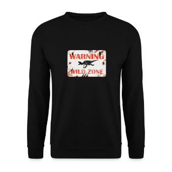 Sign Design - WARNING. WILD ZONE. - Unisex Sweatshirt - black - Front - Alina (178cm) & Michal (187cm)