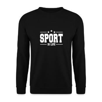 sport is life 1 - Sweat-shirt Unisexe - noir - Devant - Alina (178cm) & Michal (187cm)