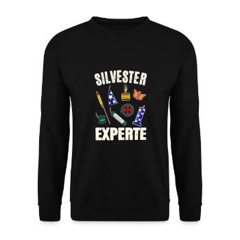 Silvester Experte - Unisex Pullover - Schwarz - Vorne - Alina (178cm) & Michal (187cm)