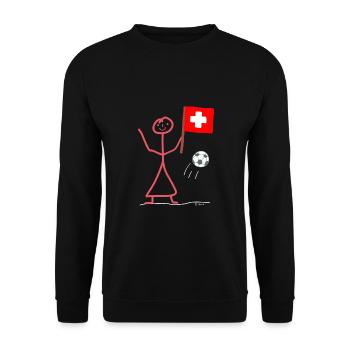 Fußball Frau Schweiz Strichfrau spielen Wettkampf - Unisex Pullover - Schwarz - Vorne - Alina (178cm) & Michal (187cm)
