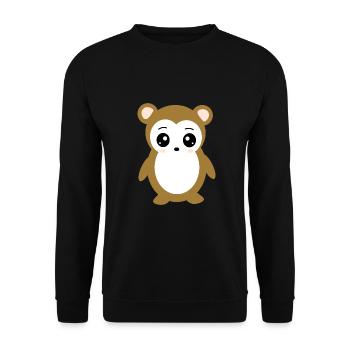 brauner Bär Bärchen Gesicht Augen cute - Unisex Pullover - Schwarz - Vorne - Alina (178cm) & Michal (187cm)