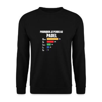 Padel Trikot Ich kann nicht Ich habe Padel - Unisex Pullover - Schwarz - Vorne - Alina (178cm) & Michal (187cm)
