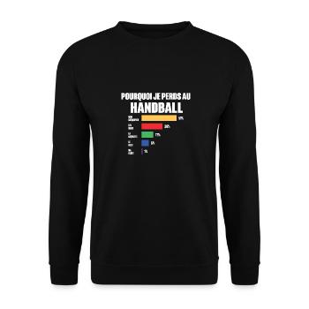 Maillot De Handball Humour Joueur De Handball - Sweat-shirt Unisexe - noir - Devant - Alina (178cm) & Michal (187cm)