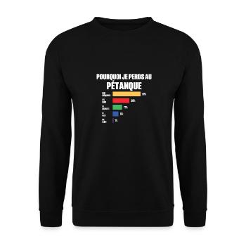 Pétanque-Trikot Ich kann kein Pétanque haben - Unisex Pullover - Schwarz - Vorne - Alina (178cm) & Michal (187cm)
