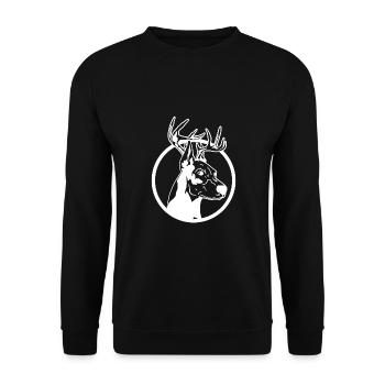 Christmas doberman - Unisex Sweatshirt - black - Front - Alina (178cm) & Michal (187cm)