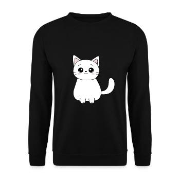 Kawaii Katze Kätzchen Geschenkideen Weihnachten - Unisex Pullover - Schwarz - Vorne - Alina (178cm) & Michal (187cm)