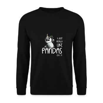J’aime juste beaucoup Pandas Panda Spruch - Sweat-shirt Unisexe - noir - Devant - Alina (178cm) & Michal (187cm)