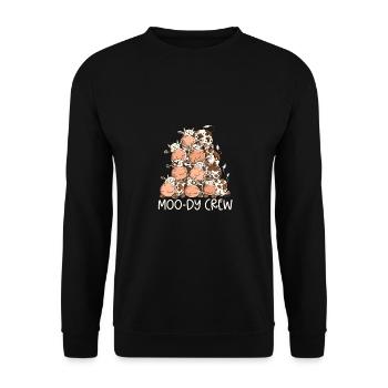 Drôle de vache pile I moo-dy Crew vache jeu de mots - Sweat-shirt Unisexe - noir - Devant - Alina (178cm) & Michal (187cm)