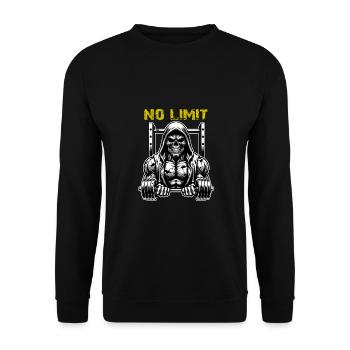 No Limit Workout Bodybuilding Skull with Dumbbell - Unisex Sweatshirt - black - Front - Alina (178cm) & Michal (187cm)