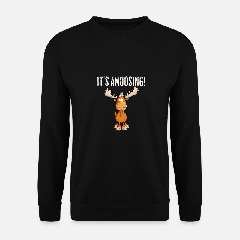 Drolliger Elch Tiermotiv Skandinavien Elche Spruch - Unisex Pullover - Schwarz