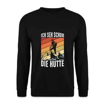 Mountain hut Mountaineer Climbing Nature Alps Berglie - Unisex Sweatshirt - black - Front - Alina (178cm) & Michal (187cm)