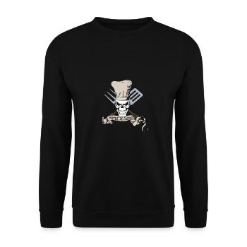 Maitre de Cuisine - Küchenchef Schädel - Unisex Pullover - Schwarz - Vorne - Alina (178cm) & Michal (187cm)
