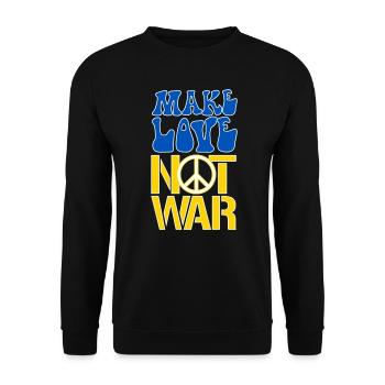 Make Love Not War | Ukraine Peace is the only way - Unisex Pullover - Schwarz - Vorne - Alina (178cm) & Michal (187cm)