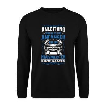 Hausmeister Haustechniker Anleitungen - Unisex Pullover - Schwarz - Vorne - Alina (178cm) & Michal (187cm)