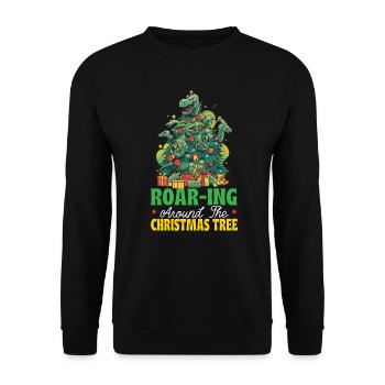 Dinosaur Christmas Tree, Santa Claus, - Unisex Sweatshirt - black - Front - Alina (178cm) & Michal (187cm)
