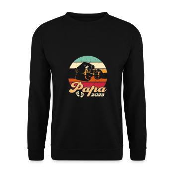 Schwangerschaft 2023 Werdender Papa Geschenk - Unisex Pullover - Schwarz - Vorne - Alina (178cm) & Michal (187cm)