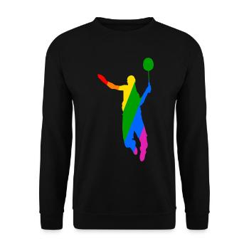 Conception de tennis de badminton arc-en-ciel - Sweat-shirt Unisexe - noir - Devant - Alina (178cm) & Michal (187cm)