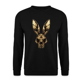 Zombie Kaninchenschädel - Unisex Pullover - Schwarz - Vorne - Alina (178cm) & Michal (187cm)