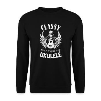 Classy till I touch my Ukulele weiss - Unisex Pullover - Schwarz - Vorne - Alina (178cm) & Michal (187cm)